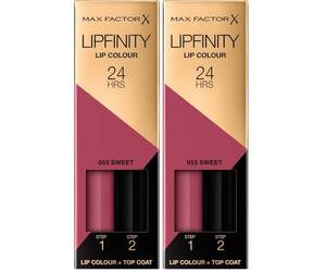 Max Factor Lipfinity - Rossetto a due fasi, 55 dolci, 4,2 g (Confezione da 2)