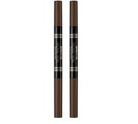 Max Factor Real Brow Fill & Shape Matita Sopracciglia, Doppio Applicatore Matita e Ombretto, 02 Soft Brown (Confezione da 2)