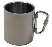Max Fuchs - Tazza in acciaio INOX, con moschettone, a doppia parete, 300 ml