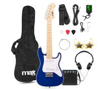 Max GigKit Junior 1/4 - Set di chitarra elettrica per bambini, chitarra elettrica, con amplificatore, 10 Watt, tasca, plettro, cuffie, cinghia, accordatore, cavo, corde, chitarra elettrica 1/4 (Blu)
