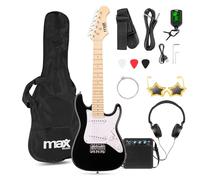 Max GigKit Junior 1/4 - Set di chitarra elettrica per bambini, chitarra elettrica, con amplificatore, 10 Watt, tasca, plettro, cuffie, cinghia, accordatore, cavo, corde, chitarra elettrica 1/4 (Nero)
