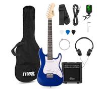 Max GigKit - Kit per chitarra elettrica Junior 3/4, colore blu, per principianti, con amplificatore, borsa, accordatore, tracolla e tutti gli accessori per bambini da 8 a 13 anni