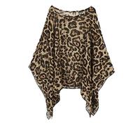 Max Hsuan Camicetta da donna ampia, oversize, taglie forti, a tunica, con motivo floreale, in chiffon, caftano, Leopard, 56