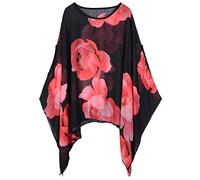 Max Hsuan Womens Ladies Baggy Oversize Plus Size Batwing Tunic Top Blouse Floral Chiffon Kaftan