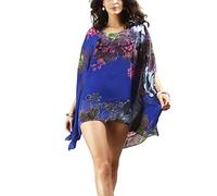 Max Hsuan Womens Ladies Baggy Oversize Plus Size Batwing Tunic Top Blouse Floral Chiffon Kaftan