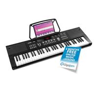 MAX KB15 - Tastiera con 61 tasti, pianoforte E con microfono e altoparlante, display LCD, 70 canzoni demo, tastiera per principianti, funzione di apprendimento, 26 tipi di suono, 8 percussioni, USB-C