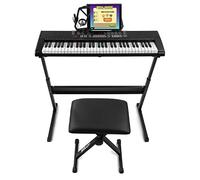 Max KB4SET Tastiera Elettronica Pianoforte Digitale 61 Tasti con Stand, Sgabello Panca e Apprendimento Sticker Note