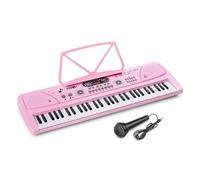 MAX KD61P - Tastiera per bambini con microfono e batteria fino a 8 pezzi, pianoforte a 61 tasti, porta spartiti e USB, funzione di registrazione, suoni, ritmi, mini pianoforte per bambini, colore