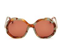 Max Mara Mm0094 Occhiali Da Sole Unisex Multicolore Geometrico Marrone 55mm