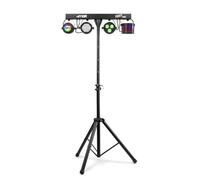 MAX Partybar09: Set di luci LED per feste con barra a T e supporto, 4 effetti di luce, RGBW Color Mixing, DMX 3 o 15 canali, controllo del suono con sensibilità regolabile