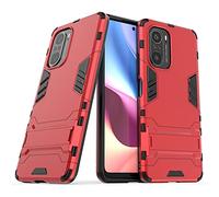 Max Power Digital Cover per Xiaomi Poco F3 Custodia Antiurto con Supporto per Cellulare Rigida Resistente Protettiva Bumper Rugged Armor Case (Xiaomi Poco F3, Rosso)