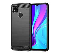Max Power Digital Cover per Xiaomi Redmi 9C / Redmi 10A Protettiva Case Custodia in Morbida Silicone Resistente Fibra di Carbonio Antiurto Anti-Graffio Nero [Supporta Ricarica Wireless]