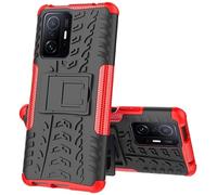 Max Power Digital Custodia per Xiaomi Mi 11T/Mi 11T Pro con Supporto Bumper Case Cover Armor Rigida Resistente Doppio Strato Protettiva Ibrida Agli Urti (Xiaomi Mi 11T/Mi 11T Pro, Rosso)