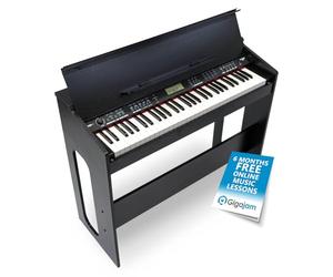 MAX Rhapsody DP61 - Piano digitale con tastiera a 61 tasti sensibili al tocco, mobile con coperchio e supporto per spartiti, 300 suoni e ritmi, 80 canzoni demo, effetti, accordi, USB Midi, sustain