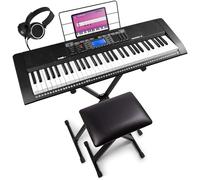 MAX Rhapsody61 - Pianoforte Tastiera, 61 Tasti con Cuffie, Supporto Tastiera e Sgabello da Pianoforte, Display LCD, 50 Canzoni Demo, Funzione di Apprendimento, 300 Tipi di Suono - Set Completo