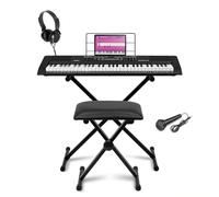 MAX Rhapsody61L - Tastiera con supporto, sgabello e cuffie, 61 tasti luminosi, tastiera Piano, pianoforte E con 300 suoni e ritmi, accompagnamento automatico, funzione di apprendimento