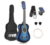 MAX SoloArt - Chitarra acustica 1/4 per bambini dai 3 anni in su, con custodia, plettro, tracolla e accessori per corde, chitarra per bambini dai 3 anni in su, colore: Blu