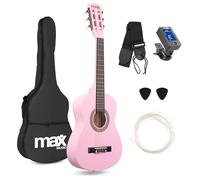MAX SoloArt - Chitarra acustica 1/4 per bambini dai 3 anni in su, con custodia, plettro, tracolla e accessori per corde, chitarra per bambini dai 3 anni in su, colore: Rosa