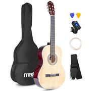 Max SoloArt - Chitarra classica in legno naturale, corde in nylon