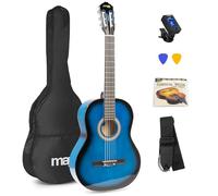 MAX SoloArt - Pacchetto di chitarra acustica blu per principianti, kit per principianti con accessori e 6 mesi di lezioni online, ideale per chitarre acustiche da principiante per nuovi giocatori