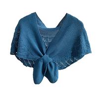 Max-Tonsen Scialle da donna all'uncinetto Wrap Knit Pesce Scales Solid Color Poncho annodato Mantello Sciarpa, Scialle da donna, Blu