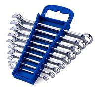 Max Torque 9-Piece Premium Combination Wrench Set, Standard Inch Sizes from 1/4” to 3/4” with Rack Organizer | Chrome Vanadium Steel, Long Pattern, Mirror Chrome Finish