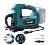 MaxAwe Compressore a batteria per Makita 18 V, pompa ad aria elettrica senza fili con cavo auto e 3 ugelli, gonfiatore portatile con luce LED, per auto, moto, biciclette, palloni (senza batteria)