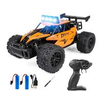 MaxBinTon Macchina Telecomandata 1:16, Fuoristrada, Arancione | 2 batterie da 60 min, 25 km/h, 2,4 GHz 6 canali, 4 modalità LED, lega, doppia velocità