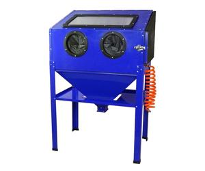 MAXBLAST - Cabina Sabbiatrice Professionale con Cabina Per Sabbiatura da 220 Litri per Sabbiare Oggetti Metallici con Pistola ad Aria con 4 Ugelli e Guanti