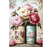 MAXBYE Diamond Painting Art Kits per Adulti, 5D Peonia Diamond Gentile Kits DIY Full Drill Fiore Cristallo Artigianato Kit per Principianti, Diamond Crafts Soggiorno Casa Pared Decor 12x16 Inch