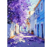 MAXBYE Dipingi con i Numeri Adulti, Paesaggi Fiori Viola Kit di Pittura a Olio su Tela Fai-da-Te per Principiante con Pennelli Pittura Pigmento Acrilico Disegno, Decorazioni Casa Regali 40x50cm