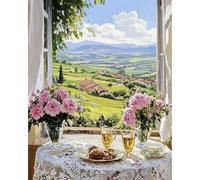 MAXBYE Dipingi con i Numeri per Adulti,Paesaggio di Villa Kit di Pittura a Olio su Tela Fai-da-Te per Principiante con Pennelli Pittura Pigmento Acrilico Disegno, Decorazioni Casa Regali 40x50cm