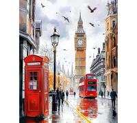MAXBYE Dipingi con i Numeri per Adulti, Paesaggio Londra Kit di Pittura a Olio su Tela Fai-da-Te per Principiante con Pennelli Pittura Pigmento Acrilico Disegno, Decorazioni Casa Regalo 40x50cm