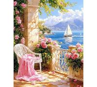 MAXBYE Dipingi con i Numeri per Adulti, Paesaggio Mare Kit di Pittura a Olio su Tela Fai-da-Te per Principiante con Pennelli Pittura Pigmento Acrilico Disegno, Decorazioni Casa Regalo 40x50cm