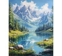 MAXBYE Dipingi con i Numeri per Adulti, Paesaggio Montano Kit di Pittura a Olio su Tela Fai-da-Te per Principiante con Pennelli Pittura Pigmento Acrilico Disegno, Decorazioni Casa Regalo 40x50cm