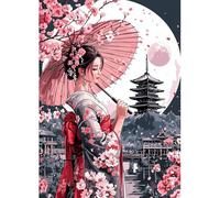 MAXBYE DIY 5D Diamond Painting Arts Kits per Adulti, Paesaggio Japanese Donna Diamond Art Kit Full Drill Immagini Cristallo Artigianato Diamante Punto Croce Pittura Decorazioni per Casa Regali 30x40cm
