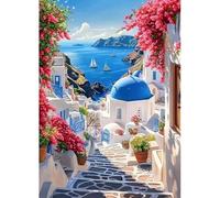 MAXBYE DIY Diamond Painting Kit Completo, Città Greca Diamond Art Gem Punto Croce Set Pittura Diamante fit Adulti Principiante, Parete Casa Decorazione Regalo Di Compleanno 30x40 cm