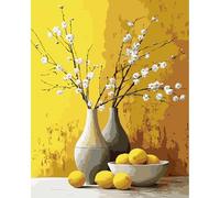 MAXBYE Limone Dipingi con i Numeri per Adulti, Vaso D'epoca Kit di Pittura a Olio su Tela Fai-da-Te Principiante con Pennelli Pittura Pigmento Acrilico Disegno, Decorazioni Casa Regalo 40x50cm