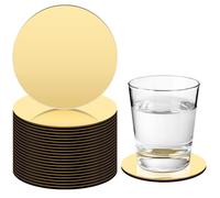 Maxcheck 24 sottobicchieri rotondi in acciaio inox color oro argento da 10,2 cm, in metallo, a specchio, moderni, per matrimoni, bevande, tavolini, tazze da tè, tazze da tè, forniture per feste (oro)