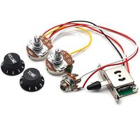 MAXCHEER 3 Pickups Cablaggio Precablato/Interruttore a 5 vie/Jack 1T1V Grandi pentole 500k/con uscita 6.35/Manopole nere per chitarra elettrica