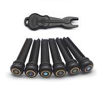 MAXCHEER 6Pcs Ebano Chitarra Acustica Scanalato Ponte Pin con Cerchio Ottone Abalone Shell punti Chitarra Parti Accessori