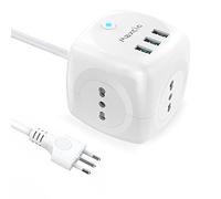 Maxcio Multipresa Cubo, Cube Ciabatta Multipresa con 3 Prese USB, 3 Presa Italiana(2200 W / 10 A), Multipresa Elettrica con Protezione da Sovraccarico, Cavo da 1.5m, Perfetto per Ufficio, Bianco