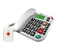 Maxcom telefono fisso KXT481 tasti grandi per anziani c/telecomando SOS bianco