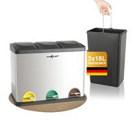 MAXCRAFT Pattumiera Bidone Spazzatura 54L Differenziata Raccolta Pedale 3 Spazi
