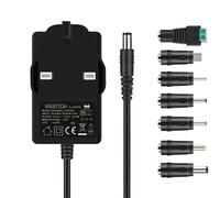 Maxdigi DC Power Supply 12 V 2 A, AC 100-240 V to DC with 7 Tips 12 V Power Cable Transformer Wall Charger Replacement UK Plug with 1,5 m Cavo,5,5 mm x 2,1 mm Jack for Led Strips,CCTV Camera,Cisco