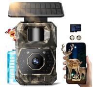 MAXDONE Telecamera selvatica 4K 64MP WiFi solare con app di trasmissione | Fotocamera per animali selvatici con batteria da 7800 mAh e sensore di movimento, visione notturna, inclusa scheda SD da 32