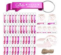 Maxdot Set di 56 bomboniere per feste di compleanno per 15° compleanno, include portachiavi, apribottiglie, etichette di ringraziamento, sacchetti in organza con corda di lino, per ospiti,