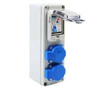 MaxEarn Distributore di corrente da costruzione, 16 A, 250 V, 2P, scatola di distribuzione industriale, distributore a parete per interni ed esterni