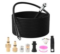 MaxEarn Kit di pulizia del tubo di scarico dell'idropulitrice da 15 m, 180 bar, con ugello a getto e ugello a getto rotante, 3 adattatori di ricambio per idropulitrice Karcher, Bosch, Lavor