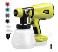 MaxEarn Pistola a spruzzo a batteria elettrica per Ryobi da 18 V, pistola per verniciatura portatile con 4 ugelli e 3 modelli di spruzzo, pistola a spruzzo da 1000 ml per dipingere pareti, recinzione